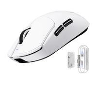 ATTACK SHARK X8ULTRA Mouse da gioco wireless, sensore PAW3950MAX da 42000 DPI, 8000 Hz, Nordic 52840 Tri-Mode 2.4G/BT/Wired, mouse ergonomico leggero da 55 g, con cavo a spirale, bianco e nastro