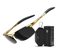 ATTCL Al-Mg - Occhiali da sole polarizzati da uomo, montatura in metallo, ultra leggeri, 8177-c5-giallo/lente grigia (non a specchio), m