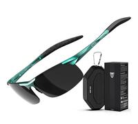 ATTCL Al-Mg - Occhiali da sole polarizzati da uomo, montatura in metallo, ultra leggeri, 8177-c8-azzurro Cornice/Lente Grigio (Non A Specchio), m