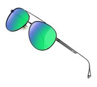 ATTCL Occhiali da sole pilota polarizzati da uomo con protezione UV con montatura in metallo QL2033 Black+Green