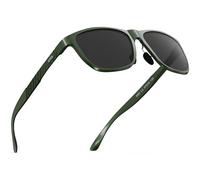 ATTCL Uomini Polarizzati Guidare Occhiali Da Sole Al-Mg Metallo Montatura Ultra Leggero UV400 CAT 3 CE, 8587-c7-verde cornice/lente grigia non a specchio, m