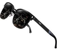 ATTCL Uomo Occhiali da sole Polarizzate da Telaio in metallo semi-cerchiato Al-Mg Super leggero 8-188 Black