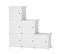 ATTDETJL Mobiletto a cubo con anta, 6 cubi, progettato per camera da letto, armadio a cubo e sotto le scale, ogni scomparto 30 x 30 x 30 cm, bianco ATTSL6002