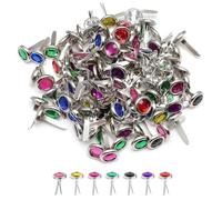 ATTEEFI 100 Pezzi Fermacampioni Piccoli, Fermacampioni Puntine Chiodini Rotonde 8 x 15 mm, Colore Casuale Metallo Fissaggio in Carta, Facile da Usare, per Scrapbooking, Biglietti Auguri, Foto