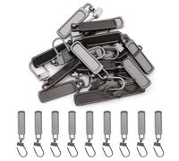ATTEEFI 20 Pezzi Cursore Cerniera Ricambio Grigio Scuro, Metallo Testa della Cerniera, Riutilizzabile Sostituzioni di Cerniere Danneggiate, per Vestiti, Pantaloni e Zaini