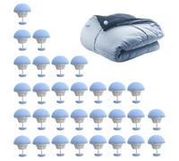 ATTEEFI 30 Pezzi Ferma Piumino e Copripiumino, 32 x 26 mm Clips per Piumoni con Bottoni Pressione, Blu Chiaro Fissaggio per Trapunt, Disegno-Fungo Clip Ferma Piumino, per Trapunte, Calzini, Lenzuola