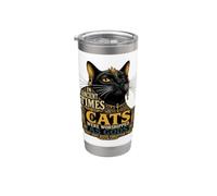 Atteggiamento antico gatto nero Bicchiere termico in acciaio inox doppia parete