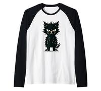 Atteggiamento Grumpy Black Cat Maglia con Maniche Raglan
