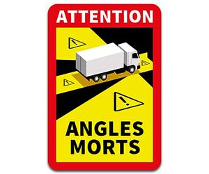 Attention Angles Morts - Adesivo autoadesivo 25 x 17 cm per veicoli obbligatori a partire da 3,5 t in Francia angolo morto resistente ai raggi UV alle intemperie R143 (camion, 1 pezzo)