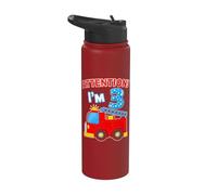 Attention I'm 3 Autopompa Terzo Compleanno Stainless Steel Insulated Water Bottle
