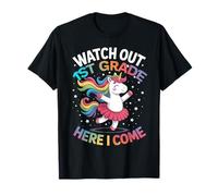 Attenzione 1st Grade Here I Come Unicorn Girls Back To School Maglietta