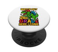 Attenzione 2nd Grade Here I Come Cool Back To School Dinosaur PopSockets PopGrip Adesivo