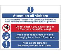 Attenzione a tutti i visitatori In risposta al recente focolaio del Coronavirus autoadesivo in vinile (250 x 300 mm)