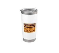 Attenzione ad alto rischio di sarcasmo divertente segno sarcastico dicendo Gag Bicchiere termico in acciaio inox doppia parete