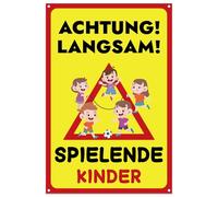 Attenzione: cartello per bambini, 30 x 20 cm. Attenzione per bambini che giocano con protezione UV, in plastica PVC