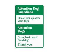 Attenzione Dog Guardians Please Pick Up After Your Dog Warning Sign, No Dog Poop Security Segnali in metallo per affari, casa, esterni, interni, strada, parete, sicurezza, attenzione, decorazione
