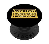 Attenzione I Curse When I Debug Code - Funny Programmer Design PopSockets PopGrip Adesivo