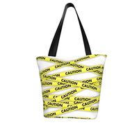 Attenzione Nastro adesivo giallo Borsa della spesa riutilizzabile Borsa della spesa Borsa a tracolla casual Borsa a mano per uomo Donna Borsa da mercato ecologica Borsa da spiaggia Borsa da viaggio