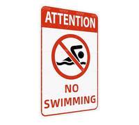 Attenzione No Swimming Sign Swim At Your Own Risk Pool Warning Targa di sicurezza per piscina, spiaggia, Parco acquatico, Decorazione per esterni 20,3 x 30,5 cm