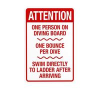 Attenzione One Person On Diving Board One Bounce Per Dive Swim Directly Segnale di avvertimento, Pool Rules Security Segnali in metallo per la casa e il lavoro stradale Sicurezza Muro Attenzione