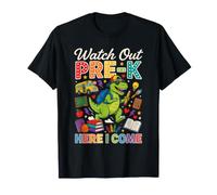 Attenzione Pre-K Here I Come Dino First Day of School Boys Maglietta