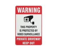 Attenzione Questa proprietà è protetta da videosorveglianza Private Drive 30,5 x 20,3 cm Segnaletica di avvertimento in alluminio riflettente con simbolo per uso interno ed esterno
