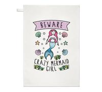 Attenzione Ragazza Sirena Pazza Asciugamano Da Tè - Divertente