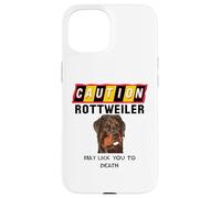 Attenzione Rottweiler Può Leccare Si Divertente Citazione 2 Custodia per iPhone 15