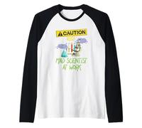 ATTENZIONE Scienziato Pazzo al Lavoro - Funny Science Scientist's Maglia con Maniche Raglan
