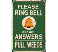 Attenzione, suonare il campanello se nessuno risponde, strappare le erbacce, cartello vintage in metallo per decorazioni per esterni, accessori per porte, poster, regali, caffè, cucina, pub, decorazi