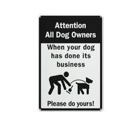 Attenzione tutti i proprietari di cani quando il vostro cane ha fatto segno 30,5 x 20,3 cm segnaletica di avvertimento in alluminio riflettente con simbolo per uso interno ed esterno