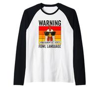 Attenzione Utilizza frequentemente Il Pollo Fresco Divertente Lingua pollame Maglia con Maniche Raglan