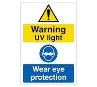 Attenzione UV Light Wear Eye Protection - Ritratto 150 x 200 mm - Glow in the Dark vinile autoadesivo