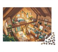 Attic Cabin Interior Jigsaw Puzzle 1000 Pezzi Recyclable Cozy Home Anziano Puzzles Educational Game Decompression Ideal for Family And Friends Birthdays 38x26cm/1000pcs