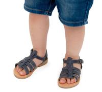 Attica sandalo da bambino Persephone in morbida pelle nubuck blu handmade in Gre
