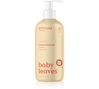 Attitude - Sapone e shampoo corpo baby 2 in 1 - Foglie baby al profumo di succo di pera, 473ml