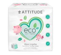 ATTITUDE Biodegradable Baby Wipes, Plant Based Unscented Diaper Wipes for Babies and Newborn, Dermatologically Tested, Vegan, 72 Count (Pack of 3)