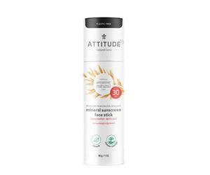 ATTITUDE Crema solare per il viso SPF 30 per pelli sensibili, senza plastica, ingredienti a base vegetale e minerale, prodotti vegani per la cura del sole, senza profumo, 30 grammi
