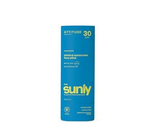 ATTITUDE Mineral Face Sunscreen Stick for Kids, SPF 30, EWG Verified, Plastic-Free, Broad Spectrum UVA/UVB Protection with Zinc Oxide, Dermatologically Tested, Vegan, Unscented, 20 g