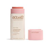 ATTITUDE Oceanly Plastic-Free Lightweight Blush Stick, Titanium Dioxide-Free, EWG Verified, Vegan Makeup, Silky Pink, 8.5 grams