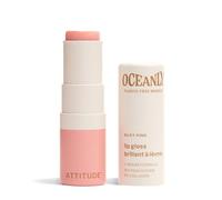 ATTITUDE Oceanly Sheer Lip Gloss Stick, EWG Verified, Titanium Dioxide-Free, Vegan Makeup & Beauty, Plastic-Free, Silky Pink, 3.4 grams
