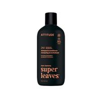 ATTITUDE Shampoo e balsamo da uomo 2 in 1, nutriente per capelli secchi e cuoio capelluto, con pantenolo e ginseng, ingredienti di origine naturale al 97%, verificato EWG, patchouli e bourbon, 415 ml