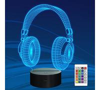 Attivolife Auricolare Bambini 3D Luce Notturna, Lampada ologramma Illusion Headphone Creative, 16 cambio colore con timer e telecomando, Decorazione della sala giochi Marvel Regali per auricolari