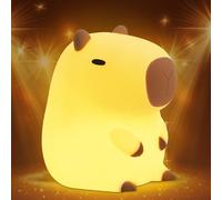 Attivolife Capybara, luce notturna Animal Soft Silicone Touch LED con dimmerabilità e timer, portatile, ricaricabile, per cameretta dei bambini, comodino, camera da letto, decorazione da tavolo,