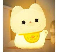 Attivolife Carino gatto luce notturna per bambini, animale gattino silicone touch LED con timer dimmerabile, per neonato, camera da letto, comodino, decorazione di compleanno, regali di Natale