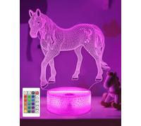 Attivolife Cavallo Lampada illusione 3D, Luce notturna del cavallo con telecomando timer 16 Cambio colore Lampade da scrivania bambini Animale Camera Decor Collegare Migliore Freddo Compleanno Regalo