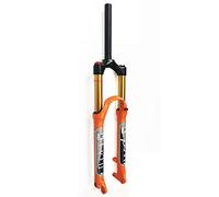 AttLvTu Forcella a Sospensione Aria 140mm per Mountain Bike - Compatibile con Ruote 26/27,5/29 Pollici, Lega di Magnesio Leggera, Asse a Rilascio Rapido 9x100mm, Bloccaggio Manuale o Remoto, Arancione