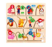 attnmrc Puzzle Percorso Abbinamento Legno Montessori | Gioco Tracciamento Abilità Motorie Fini, Giocattolo Educativo Prescolare Tema Animali / Frutta / Veicoli / Fattoria / Numeri