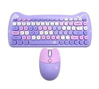 Attoe Mouse e tastiera wireless, simpatico mouse con gatto combinato per ragazze, regalo per ragazze, mouse per computer cordless 2,4 G, con ricevitore USB per