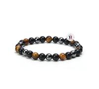 Attraction Zen Bracciale Tripla Protezione - Occhio di tigre, ossidiana nera, ematite | Tutte le pietre nei nostri braccialetti sono naturali, 6mm, Pietra, Pietre naturali